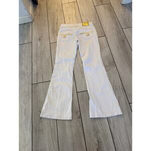 Y2K White Joujou Gold embossed Flare Jeans